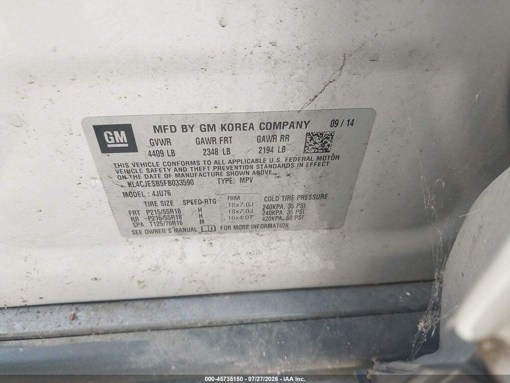 KL4CJESB5FB033590 2015 BUICK ENCORE photo no. 9