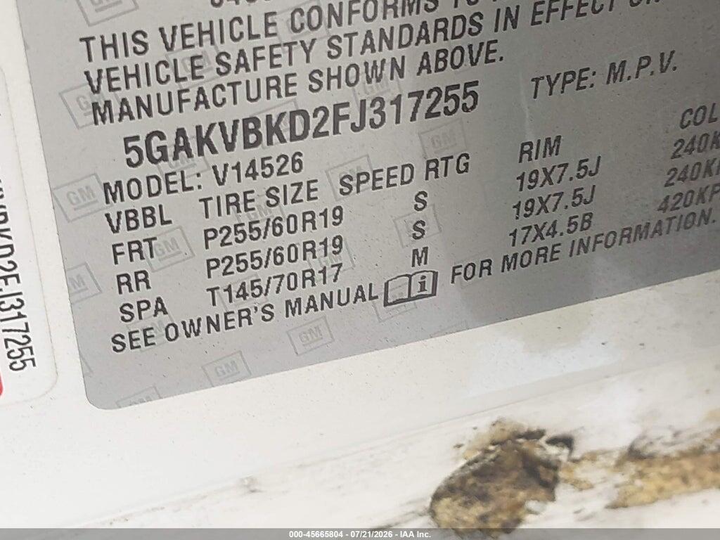 5GAKVBKD2FJ317255 2015 BUICK ENCLAVE photo no. 9