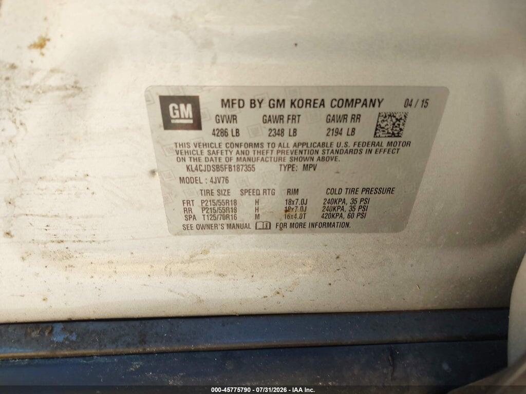 KL4CJDSB5FB187355 2015 BUICK ENCORE photo no. 9