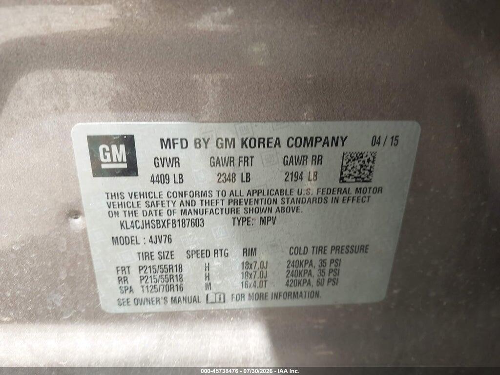 KL4CJHSBXFB187603 2015 BUICK ENCORE photo no. 9