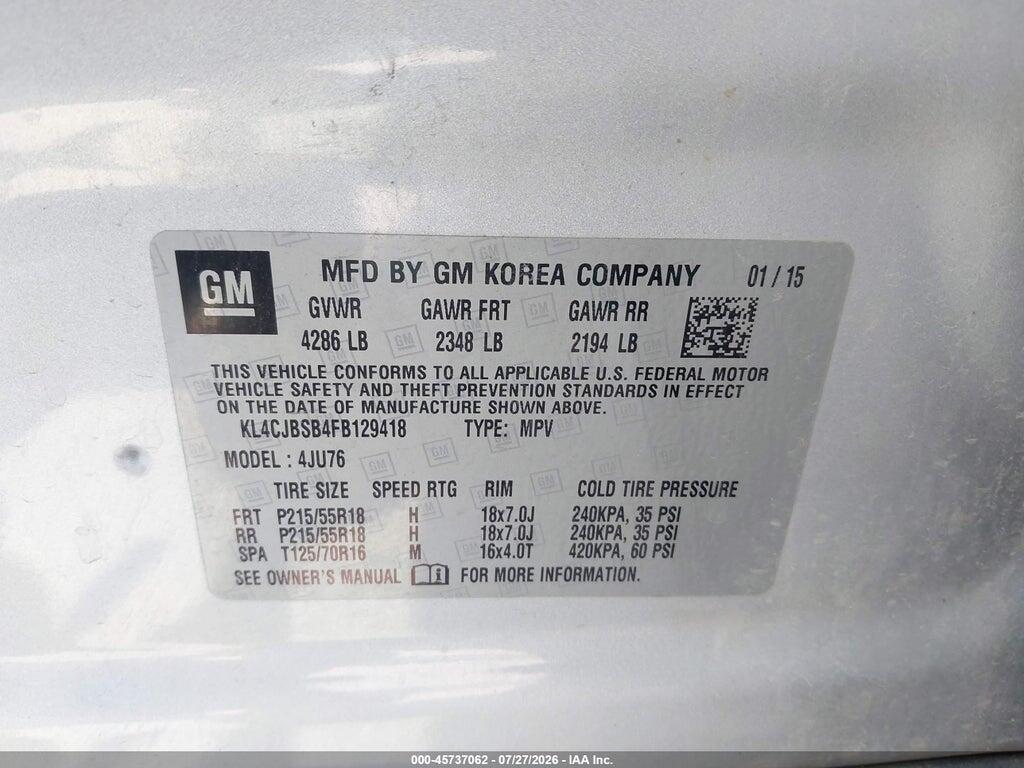 KL4CJBSB4FB129418 2015 BUICK ENCORE photo no. 9