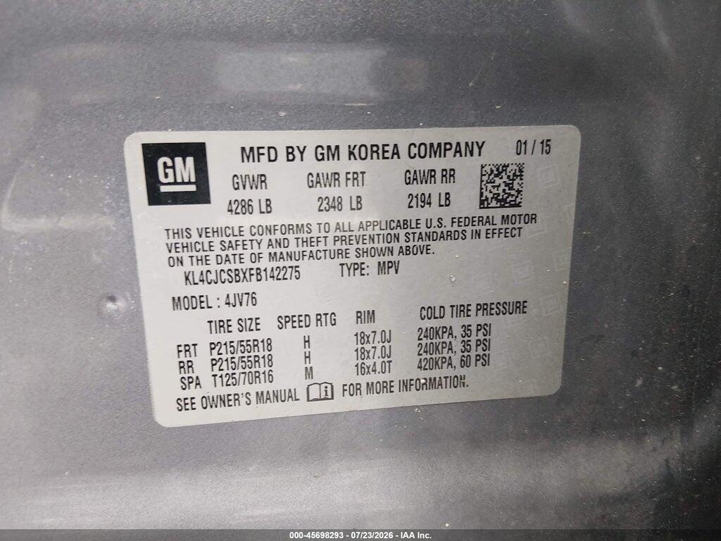 KL4CJCSBXFB142275 2015 BUICK ENCORE photo no. 9