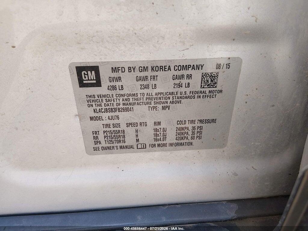 KL4CJBSB3FB269041 2015 BUICK ENCORE photo no. 9