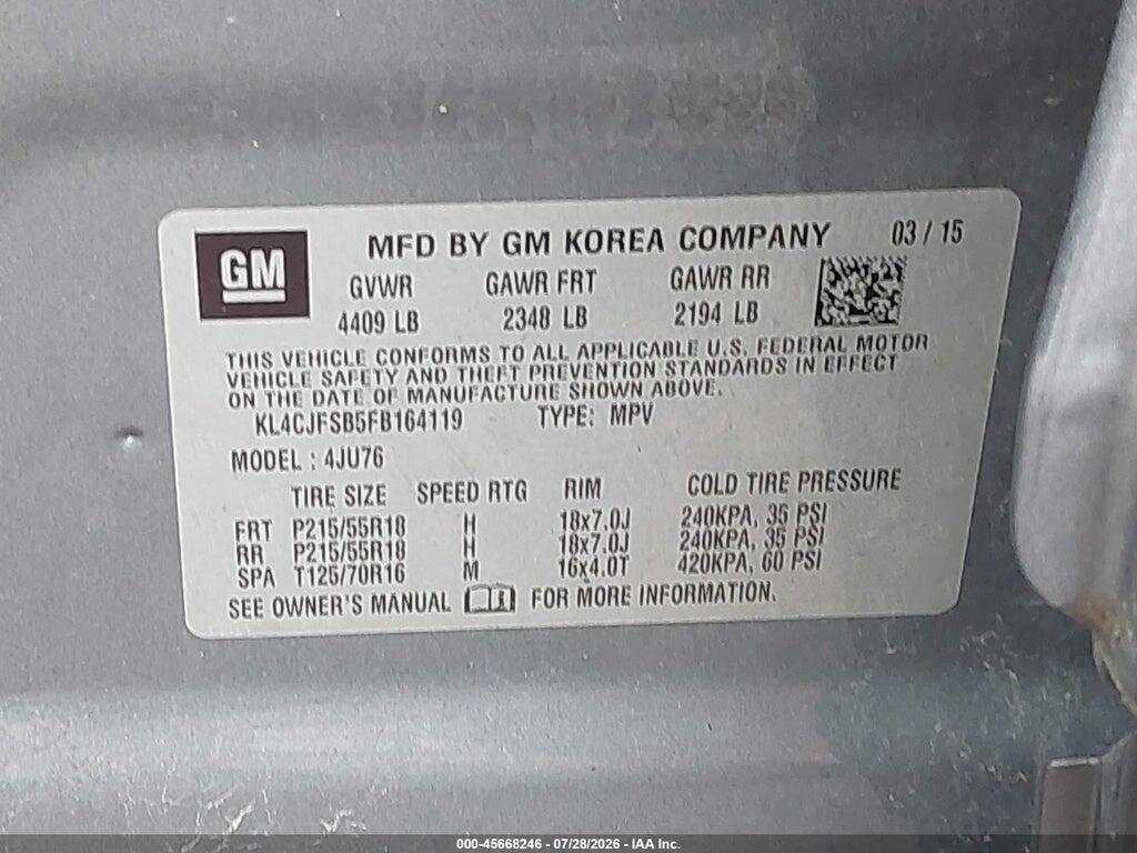 KL4CJFSB5FB164119 2015 BUICK ENCORE photo no. 9