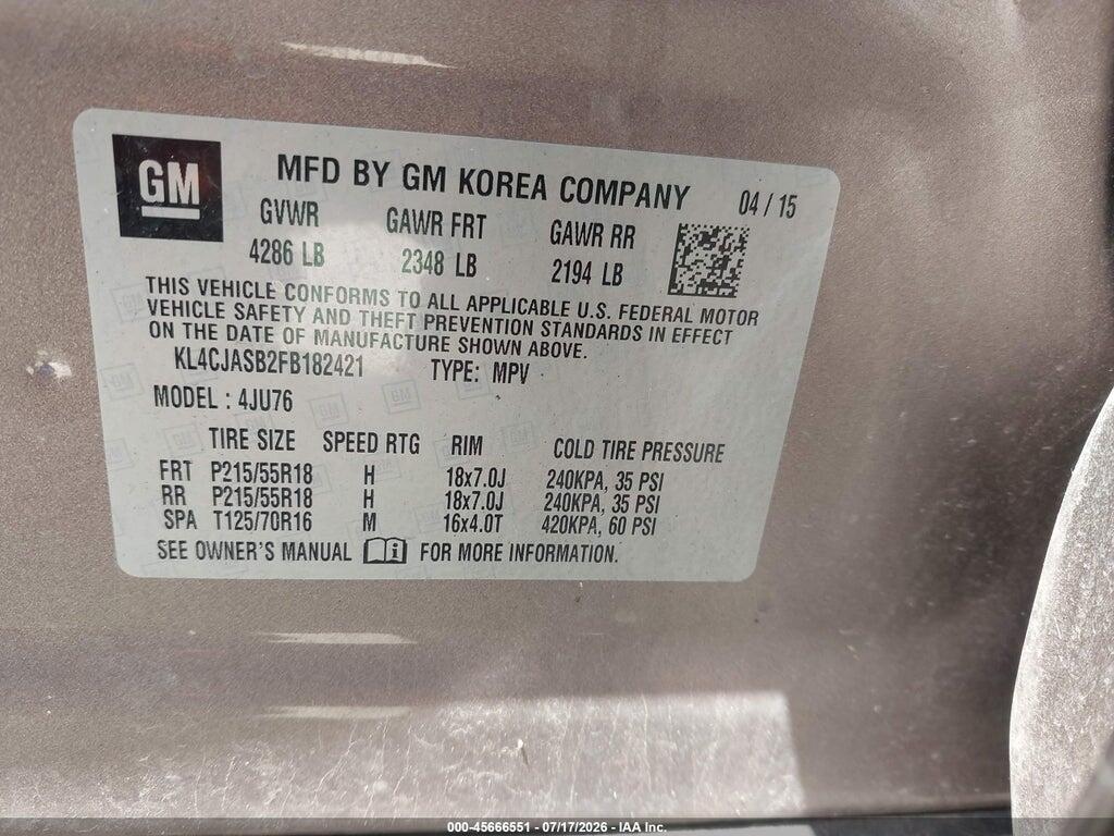 KL4CJASB2FB182421 2015 BUICK ENCORE photo no. 9