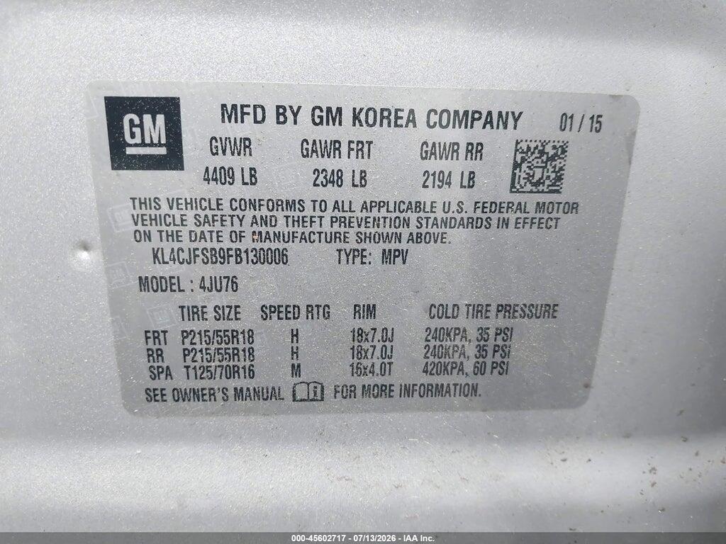 KL4CJFSB9FB130006 2015 BUICK ENCORE photo no. 9