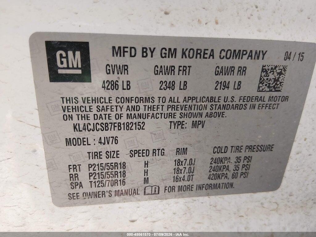 KL4CJCSB7FB182152 2015 BUICK ENCORE photo no. 9