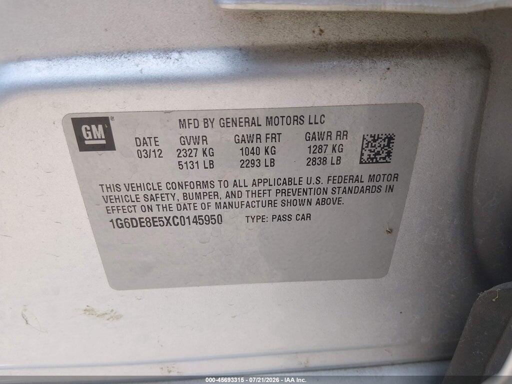 1G6DE8E5XC0145950 2012 CADILLAC CTS photo no. 9
