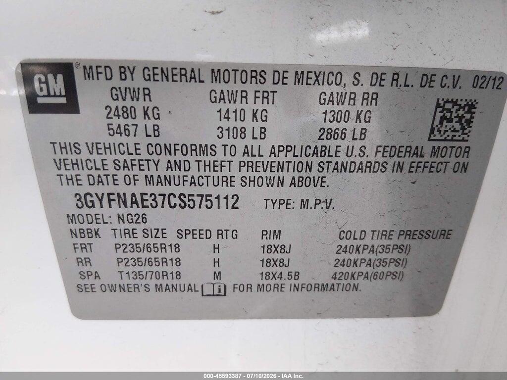 3GYFNAE37CS575112 2012 CADILLAC SRX photo no. 9