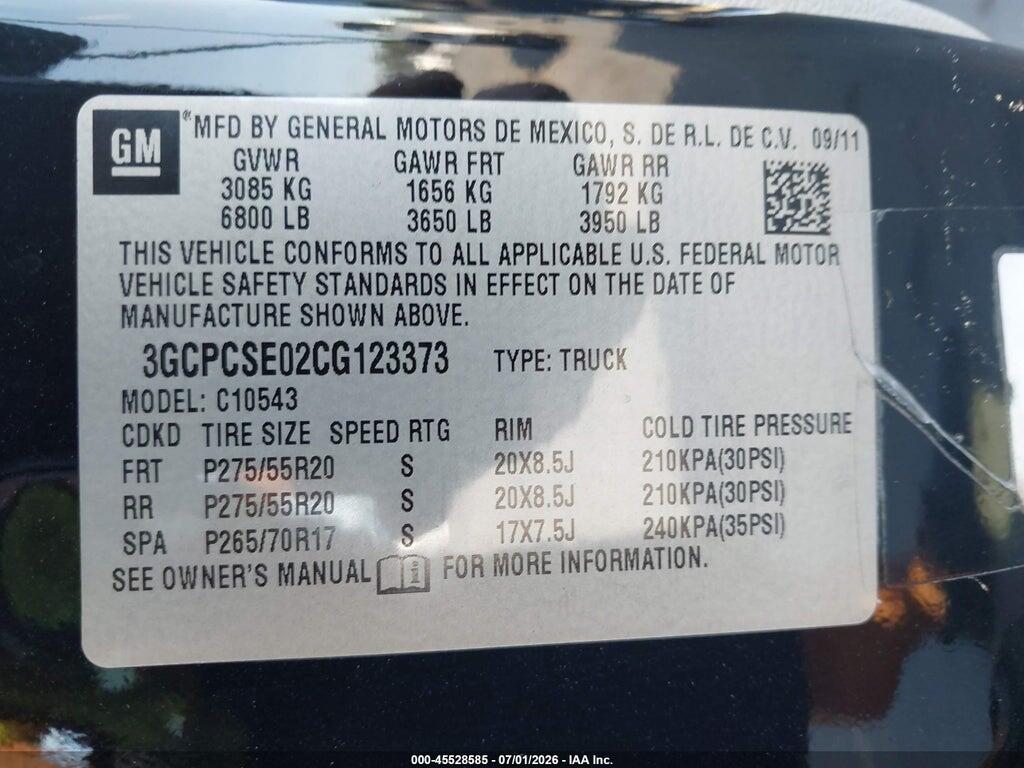 3GCPCSE02CG123373 2012 CHEVROLET SILVERADO 1500 photo no. 9