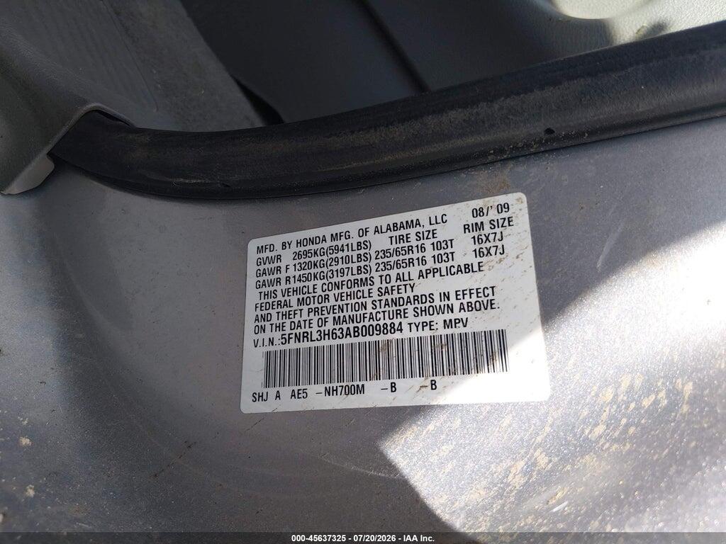 5FNRL3H63AB009884 2010 HONDA ODYSSEY photo no. 9