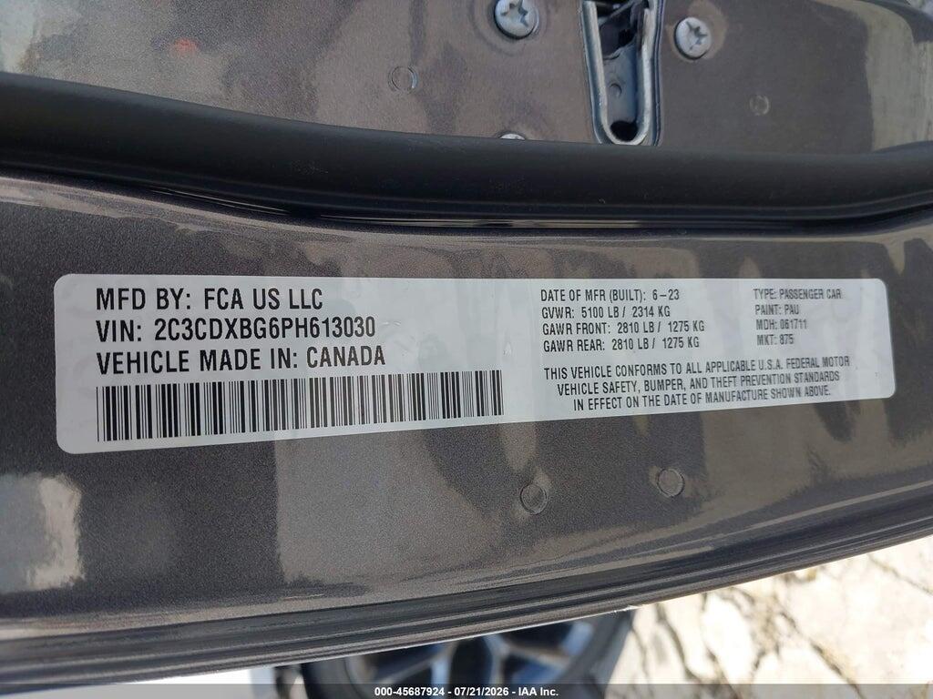 2C3CDXBG6PH613030 2023 DODGE CHARGER photo no. 9