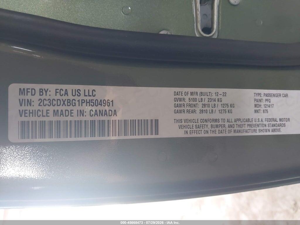 2C3CDXBG1PH504961 2023 DODGE CHARGER photo no. 9