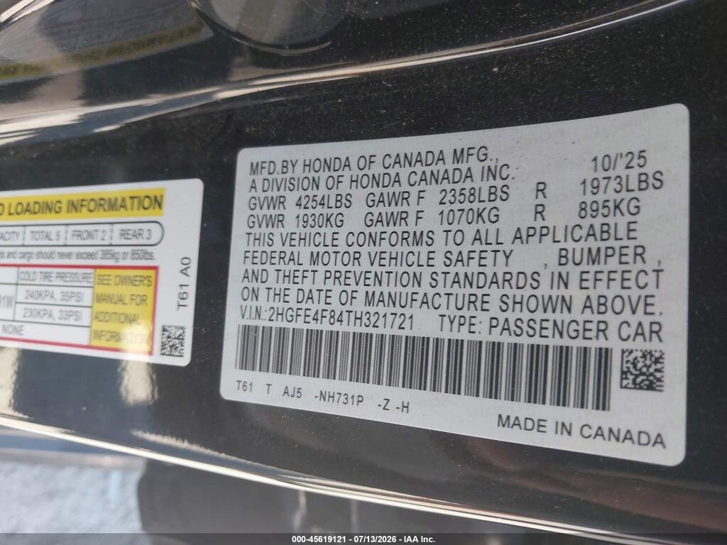 2HGFE4F84TH321721 2026 HONDA CIVIC HYBRID photo no. 9