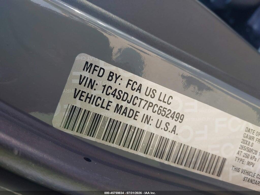 1C4SDJCT7PC652499 2023 DODGE DURANGO photo no. 9