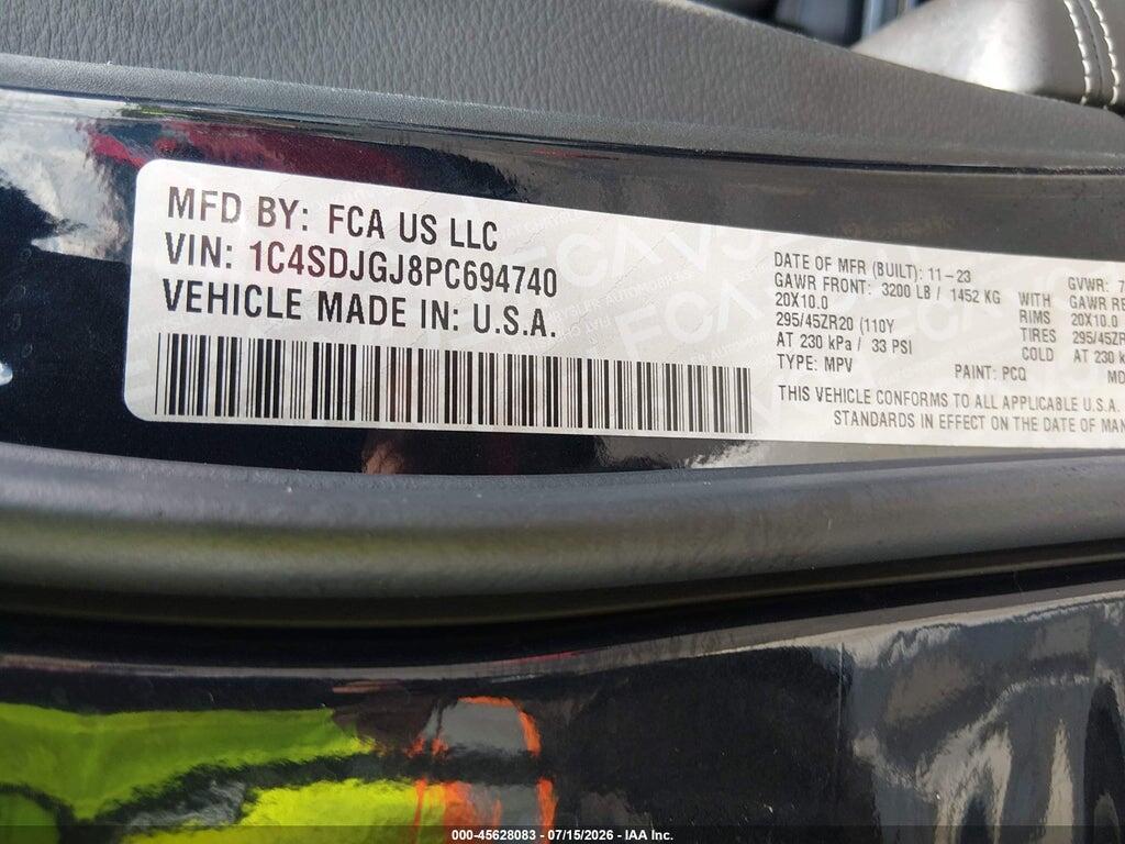 1C4SDJGJ8PC694740 2023 DODGE DURANGO photo no. 9
