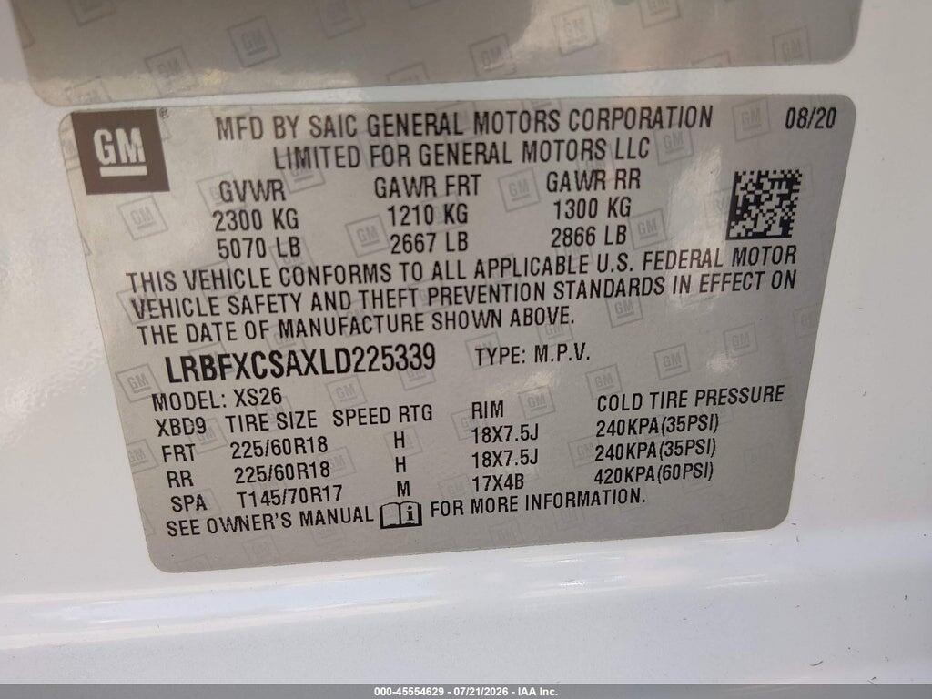 LRBFXCSAXLD225339 2020 BUICK ENVISION photo no. 9