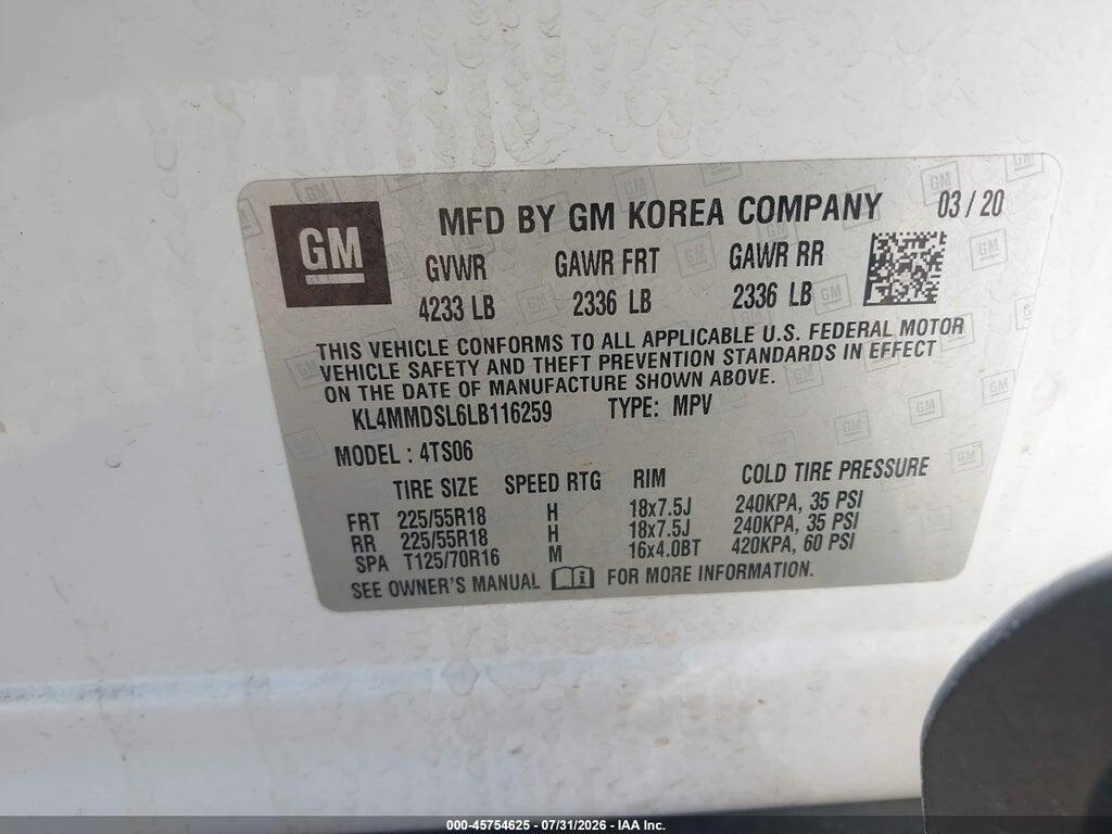 KL4MMDSL6LB116259 2020 BUICK ENCORE GX photo no. 9