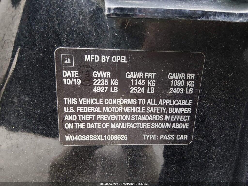 W04GS6SSXL1008626 2020 BUICK REGAL SPORTBACK photo no. 9
