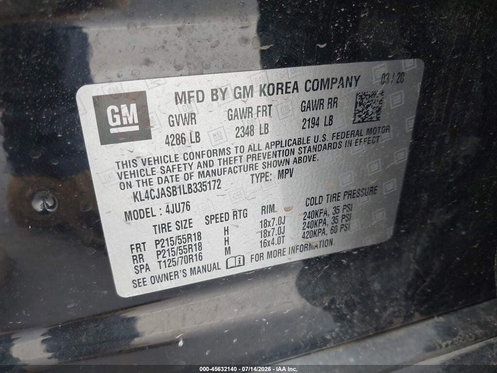 KL4CJASB1LB335172 2020 BUICK ENCORE photo no. 9
