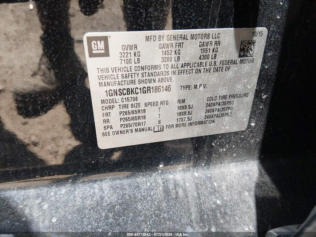 1GNSCBKC1GR186146 2016 CHEVROLET TAHOE photo no. 9