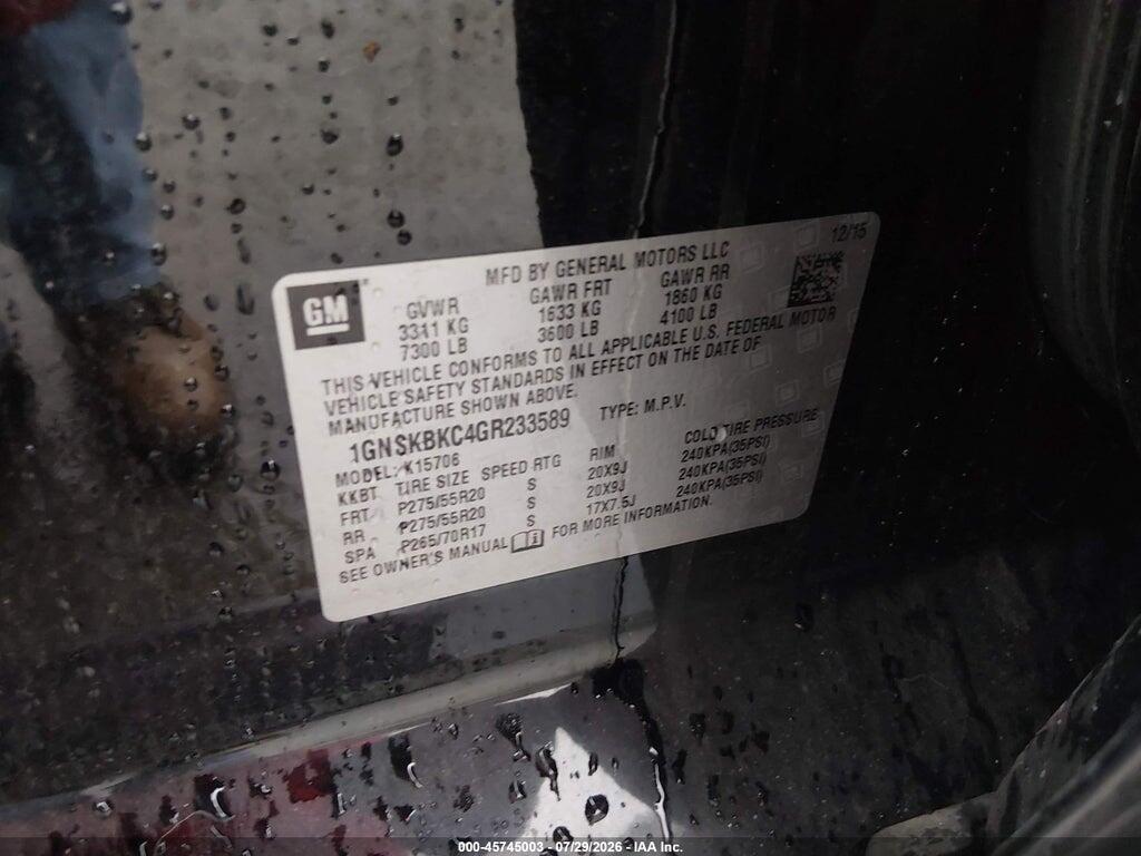 1GNSKBKC4GR233589 2016 CHEVROLET TAHOE photo no. 9