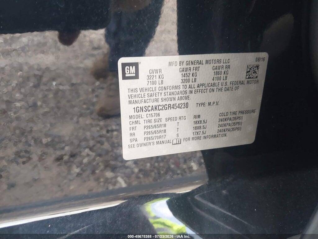 1GNSCAKC2GR454230 2016 CHEVROLET TAHOE photo no. 9