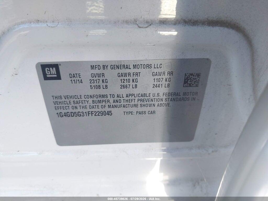 1G4GD5G31FF229045 2015 BUICK LACROSSE photo no. 9