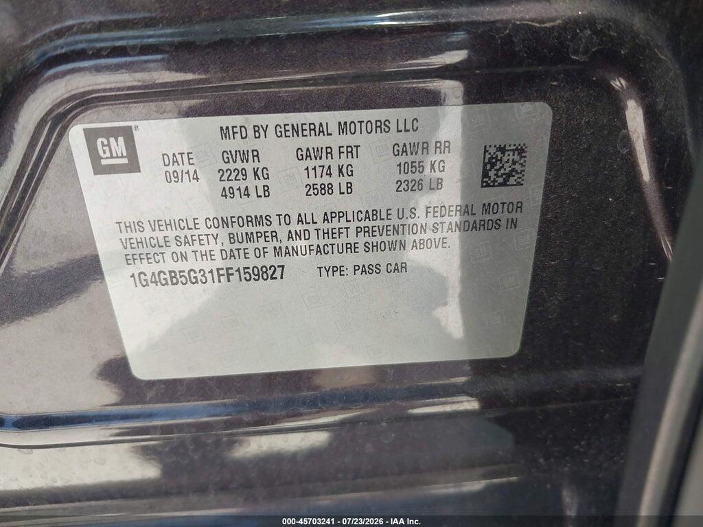 1G4GB5G31FF159827 2015 BUICK LACROSSE photo no. 9