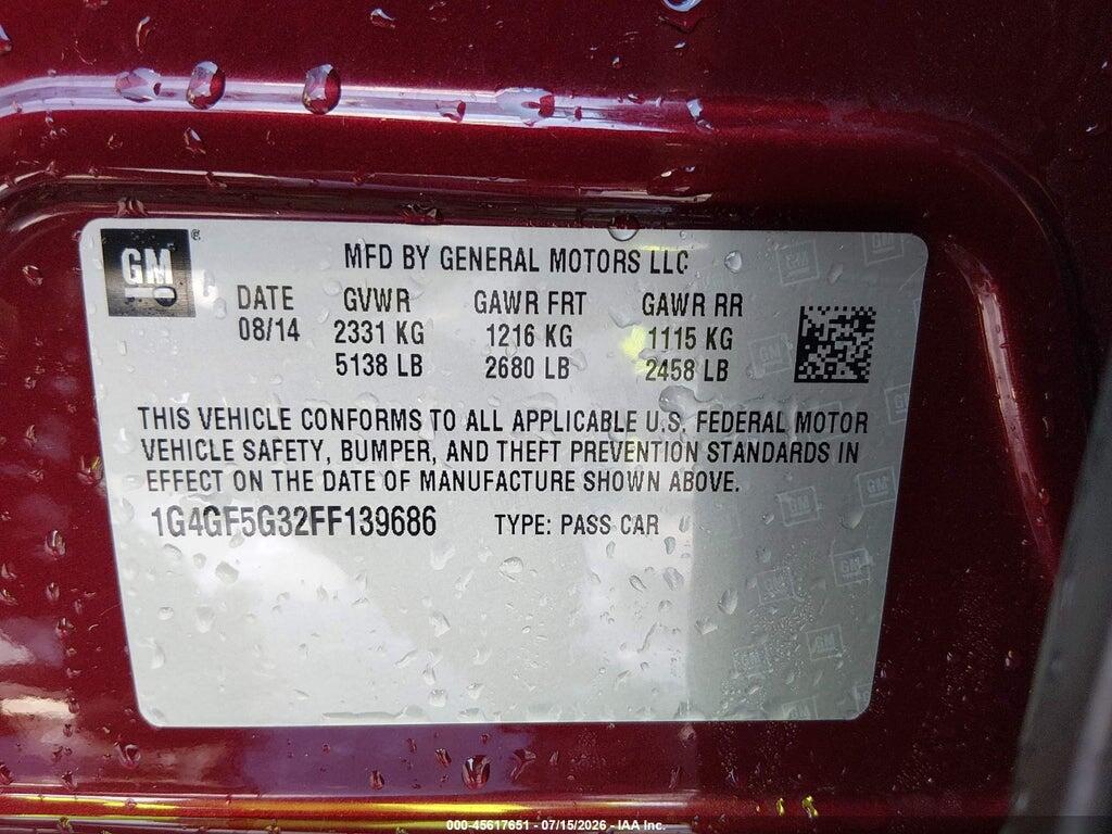 1G4GF5G32FF139686 2015 BUICK LACROSSE photo no. 9