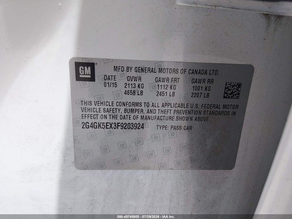 2G4GK5EX3F9203924 2015 BUICK REGAL photo no. 9
