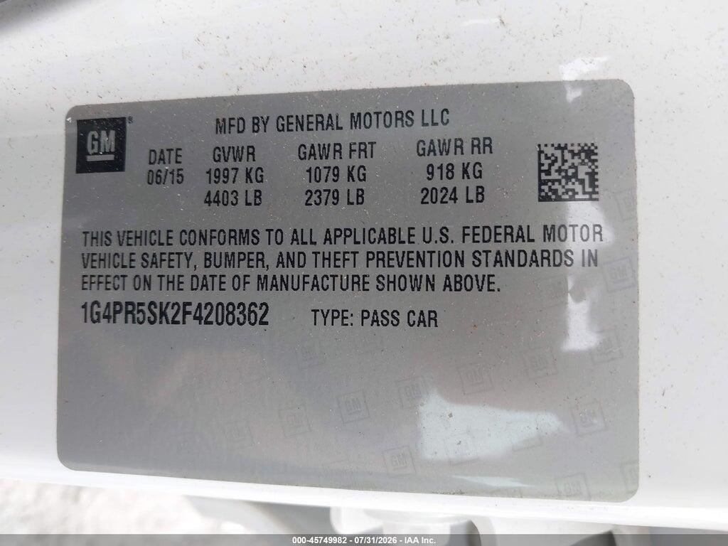 1G4PR5SK2F4208362 2015 BUICK VERANO photo no. 9