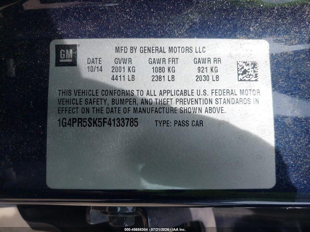 1G4PR5SK5F4133785 2015 BUICK VERANO photo no. 9