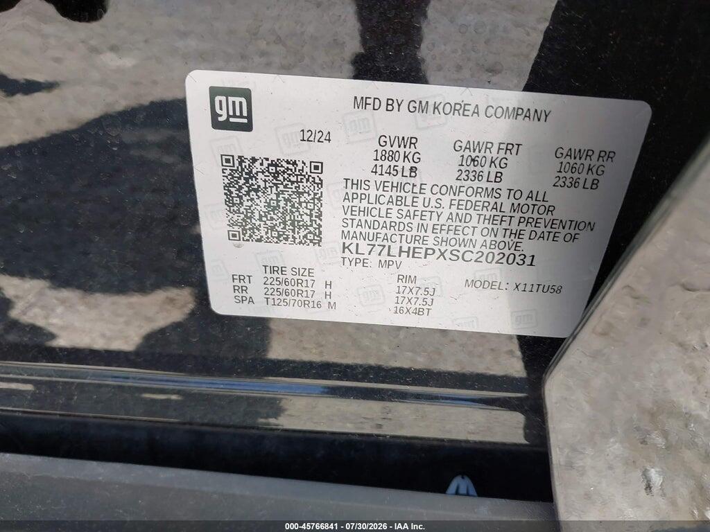 KL77LHEPXSC202031 2025 CHEVROLET TRAX photo no. 9