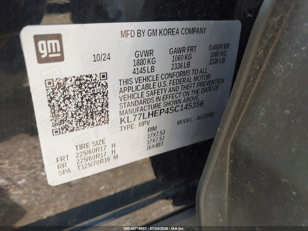 KL77LHEP4SC145356 2025 CHEVROLET TRAX photo no. 9