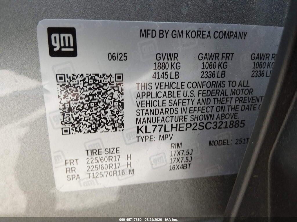KL77LHEP2SC321885 2025 CHEVROLET TRAX photo no. 9