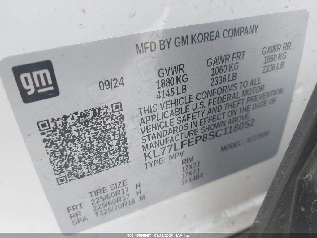 KL77LFEP8SC118052 2025 CHEVROLET TRAX photo no. 9
