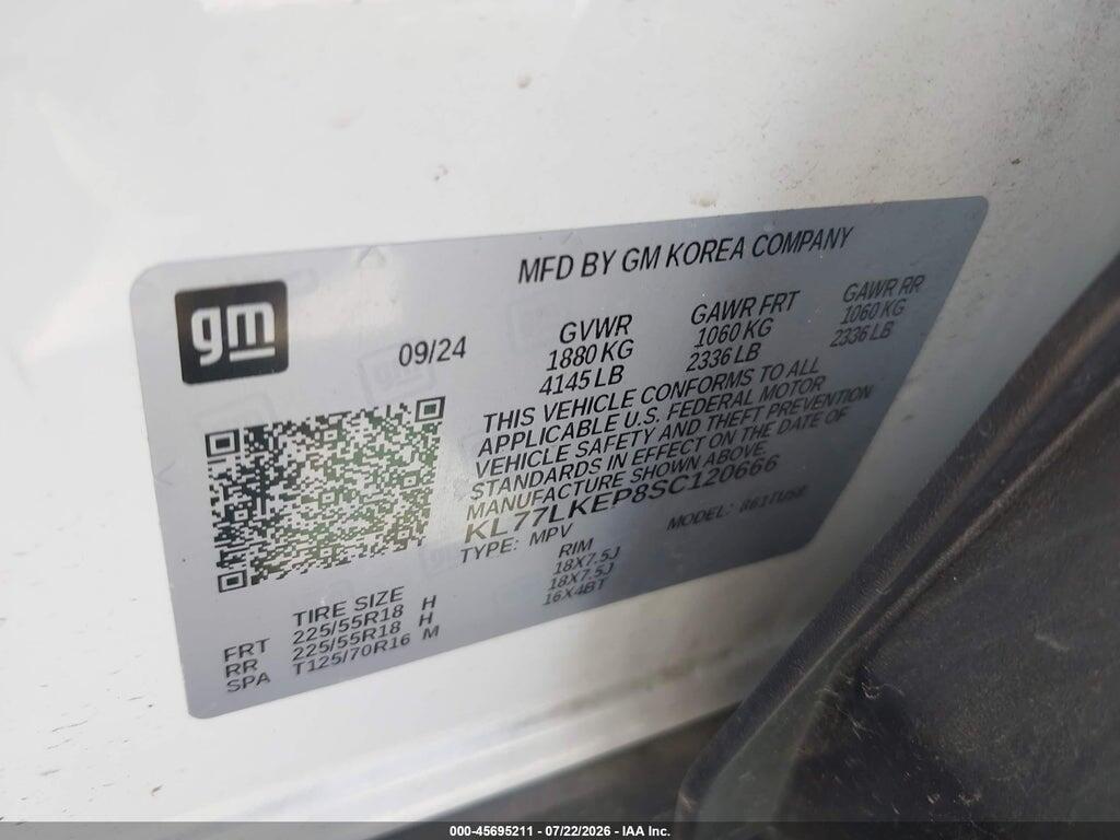 KL77LKEP8SC120666 2025 CHEVROLET TRAX photo no. 9