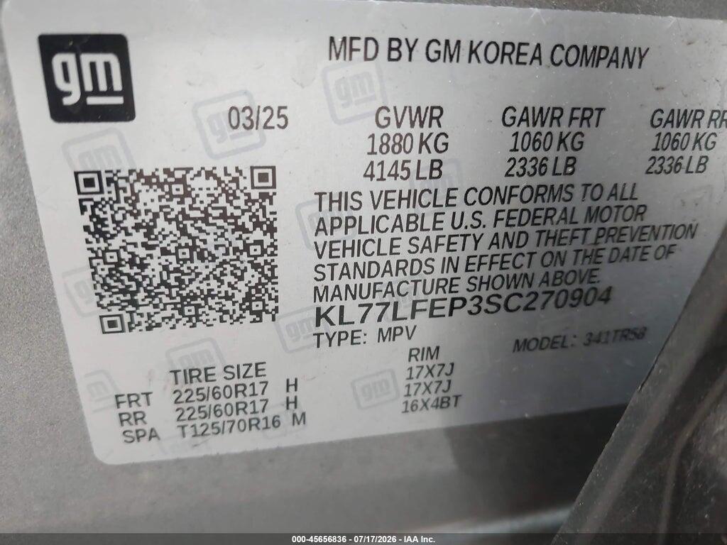 KL77LFEP3SC270904 2025 CHEVROLET TRAX photo no. 9