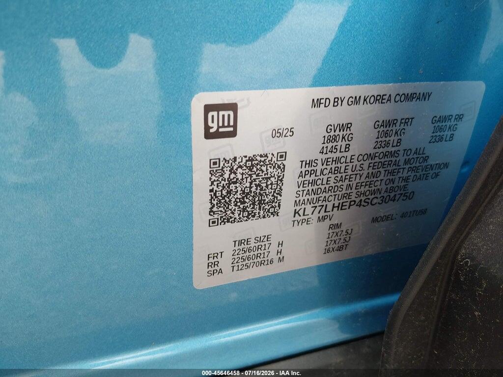KL77LHEP4SC304750 2025 CHEVROLET TRAX photo no. 9