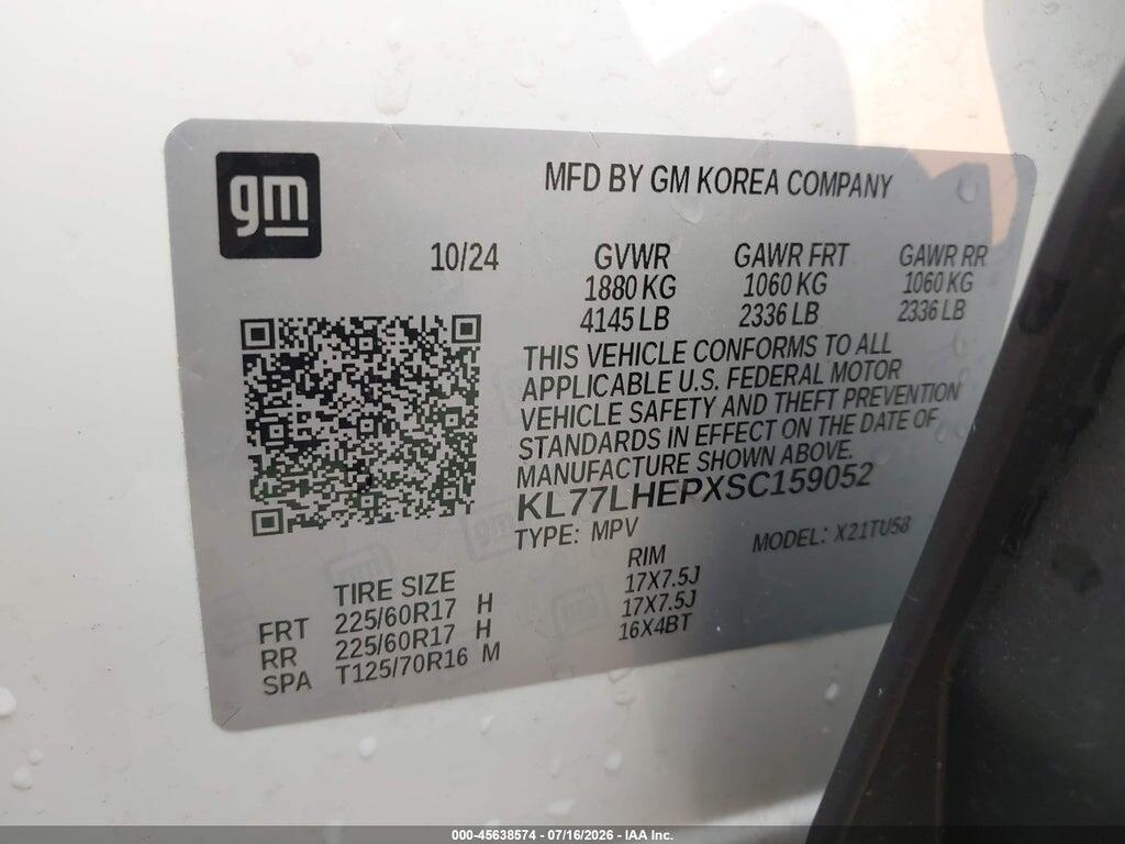 KL77LHEPXSC159052 2025 CHEVROLET TRAX photo no. 9