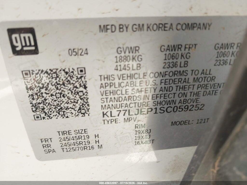 KL77LJEP1SC059252 2025 CHEVROLET TRAX photo no. 9