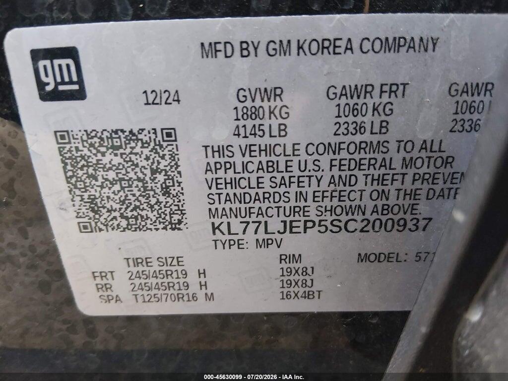 KL77LJEP5SC200937 2025 CHEVROLET TRAX photo no. 9