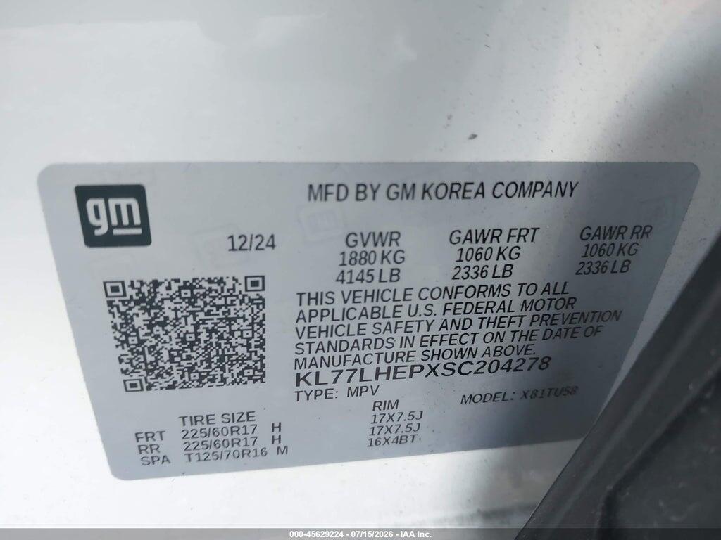 KL77LHEPXSC204278 2025 CHEVROLET TRAX photo no. 9
