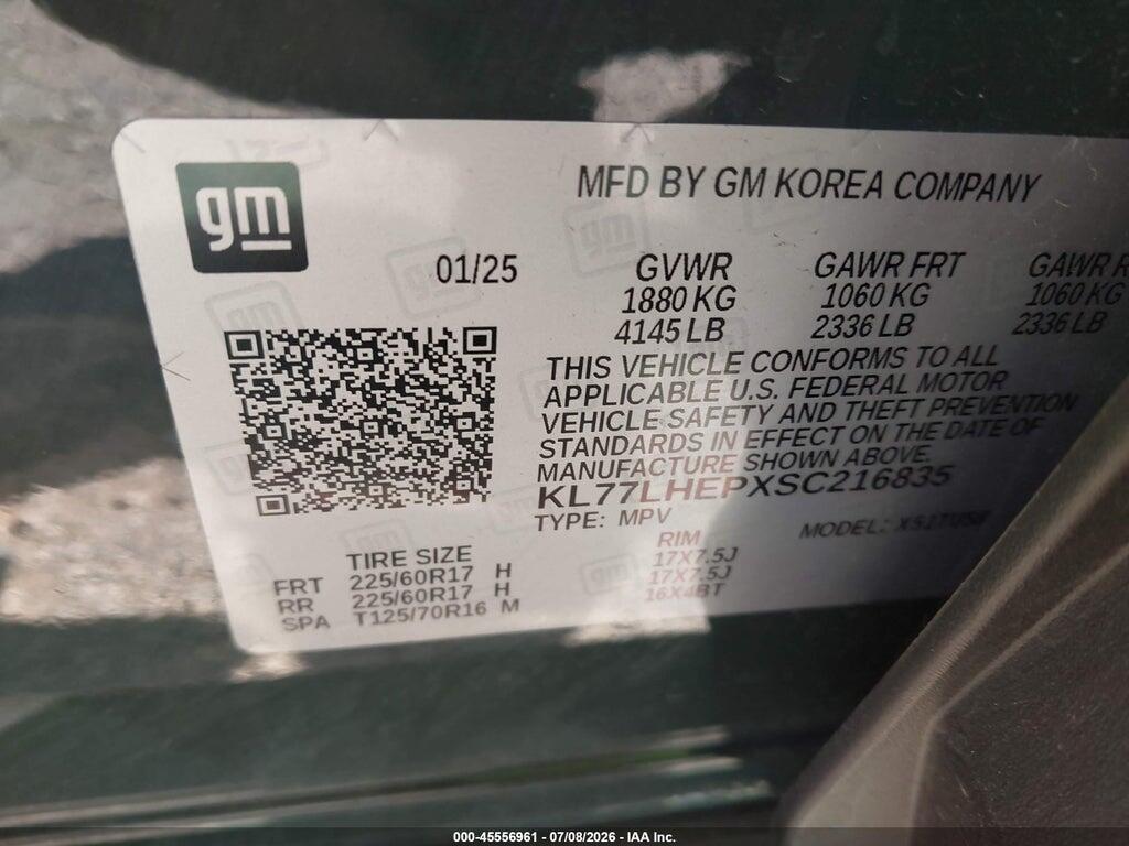 KL77LHEPXSC216835 2025 CHEVROLET TRAX photo no. 9