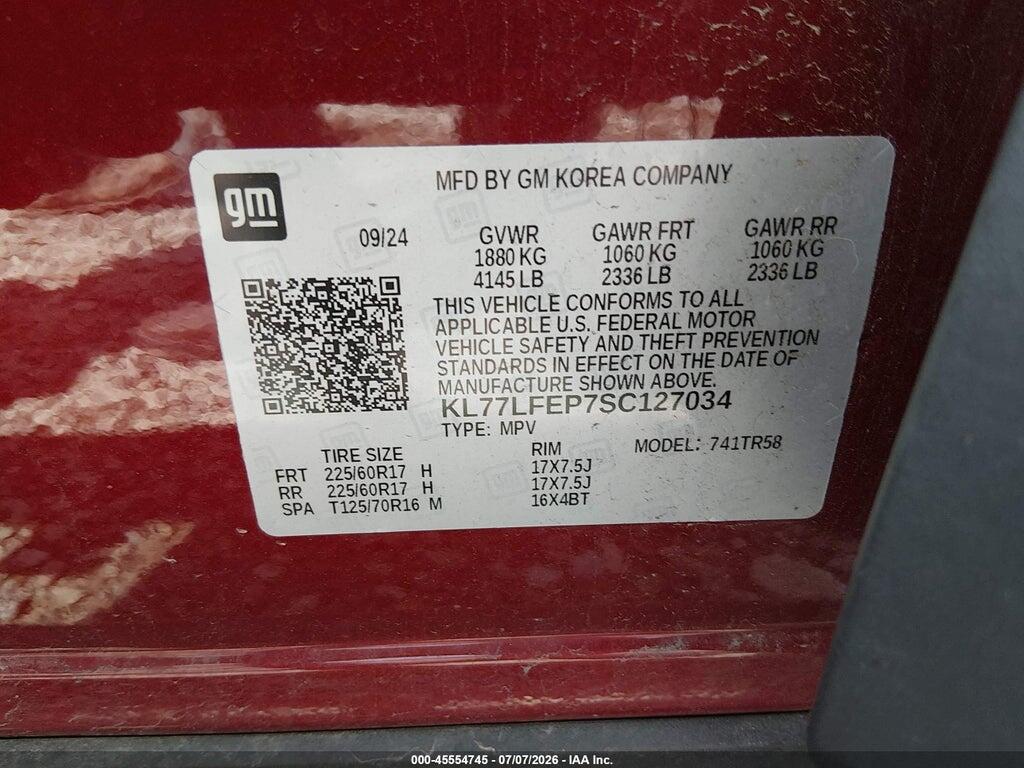 KL77LFEP7SC127034 2025 CHEVROLET TRAX photo no. 9