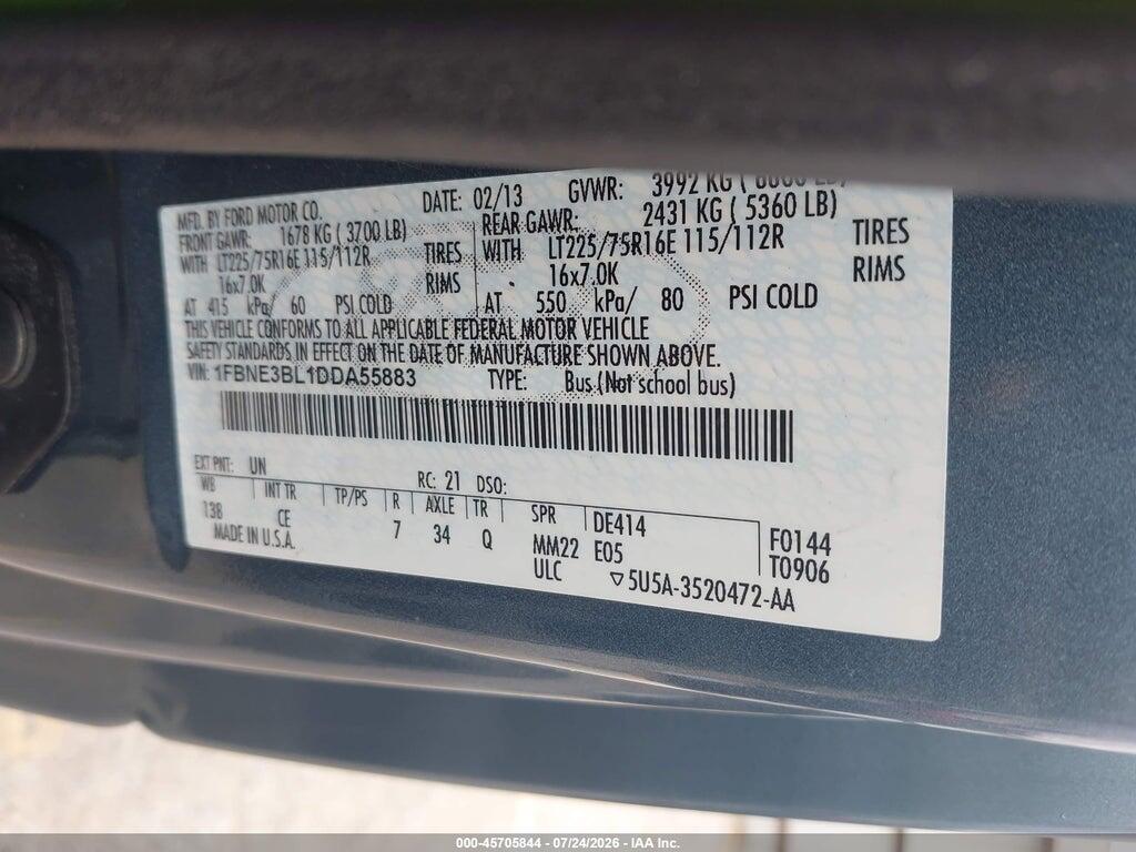 1FBNE3BL1DDA55883 2013 FORD E-350 SUPER DUTY photo no. 9