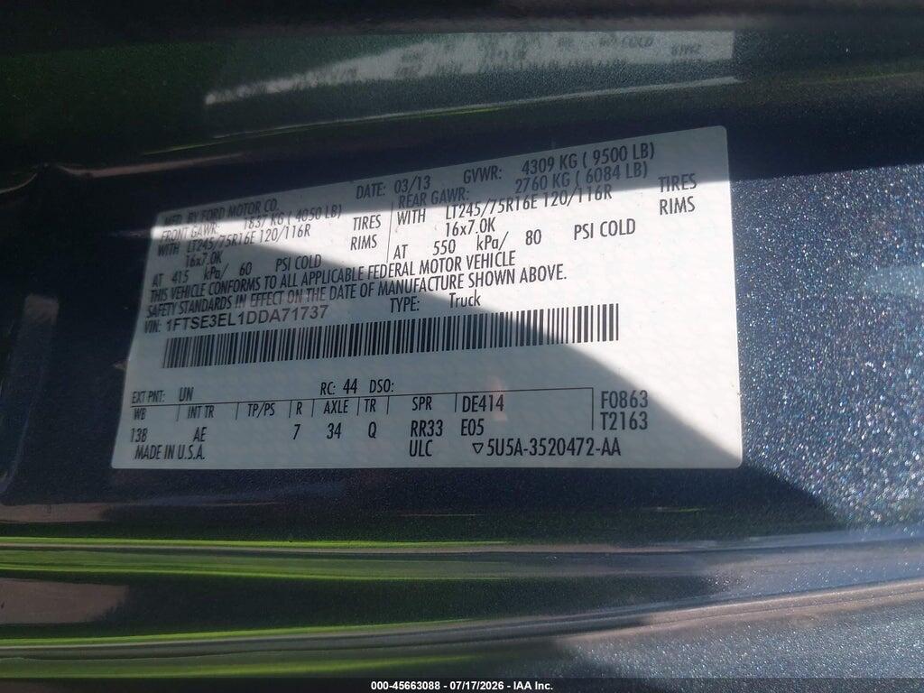 1FTSE3EL1DDA71737 2013 FORD E-350 SUPER DUTY photo no. 9