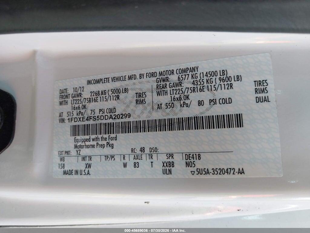 1FDXE4FS5DDA20299 2013 FORD E-450 CUTAWAY photo no. 8