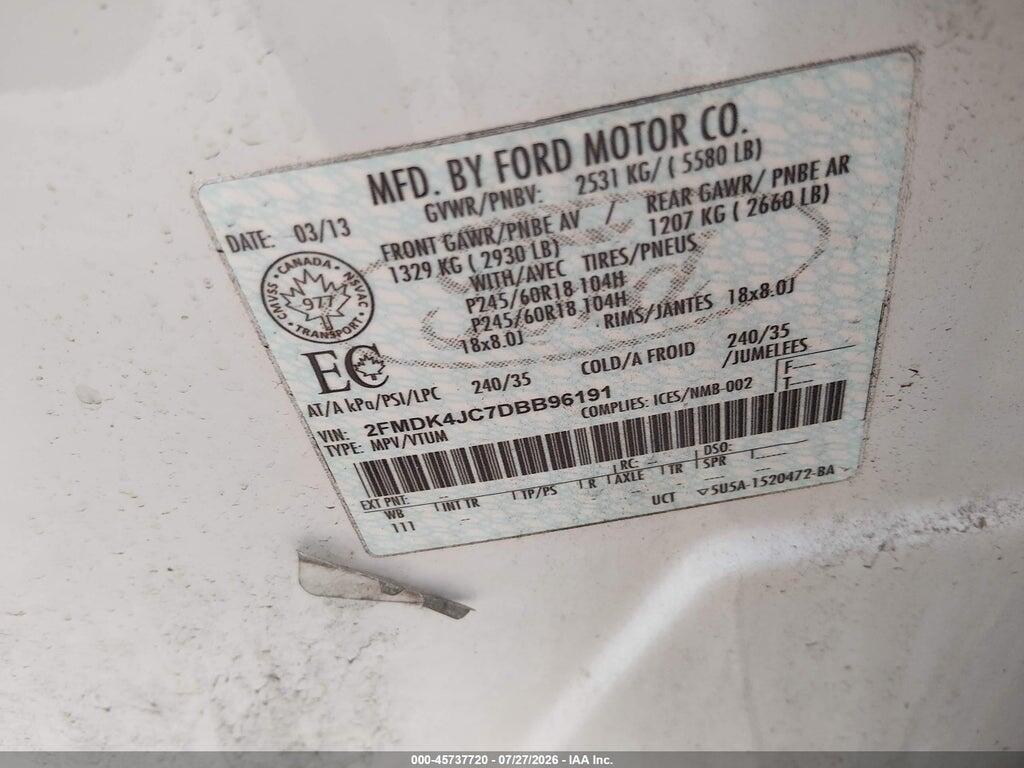 2FMDK4JC7DBB96191 2013 FORD EDGE photo no. 9